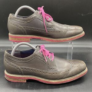 Cole Haan Leather Wing Tip Oxfords Pink Soles Men's Size 8.5M C11078